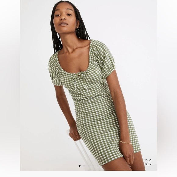 Madewell Dresses & Skirts - Madewell Jacquard Puff-Sleeve Mini Dress in Gingham Check size small